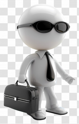 Working Stick Figure - 3D Character With Sunglasses And Briefcase Transparent PNG