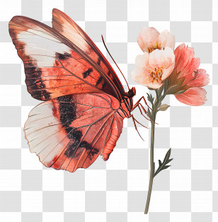 Butterfly On Flower - Butterfly Resting On A Flower Transparent PNG