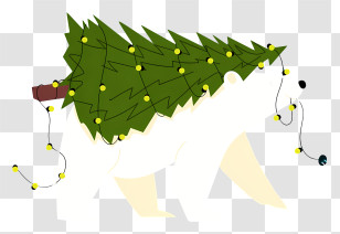 White Bear - Bear With Christmas Tree And Lights Transparent PNG