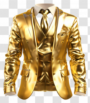 Gold Formal Wear - Shiny Golden Suit Transparent PNG
