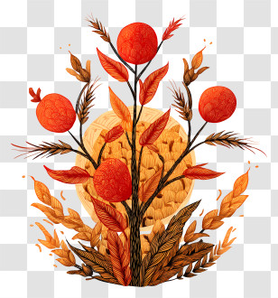 Harvest - Autumn Tree With Red Fruits Transparent PNG