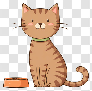 Cat Next To Food Bowl - Cute Cat With Food Bowl Transparent PNG