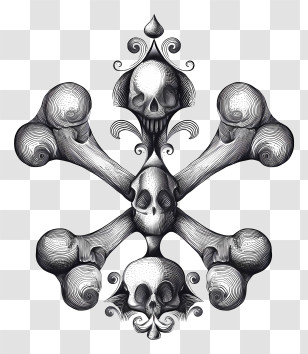 Bone - Artistic Skull And Bones Illustration Transparent PNG