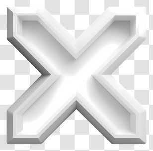 White Cross X - 3D White X Transparent PNG