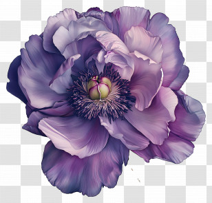 Purple Peony - Purple Flower With Delicate Petals Transparent PNG