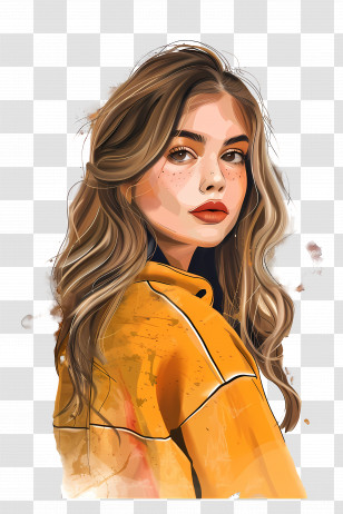 Picsart Background - Stylish Woman In Yellow Jacket Transparent PNG