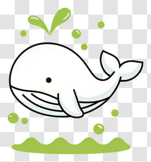 Beluga Whale In Water - Cute White Whale With Splash Transparent PNG
