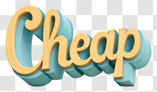 Cheap Logo - Cheap 3D Script Text Transparent PNG