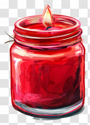 Red Candle In Jar - Red Lit Candle In Glass Jar For Cozy Ambiance Transparent PNG