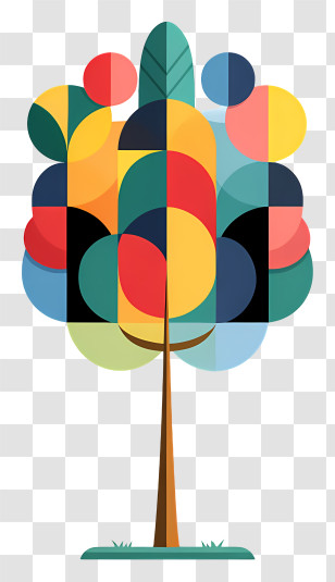 Colorful Tree - Abstract Colorful Tree Design Transparent PNG