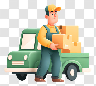 Loading Parcels In Truck - Delivery Man With Boxes And Truck Transparent PNG
