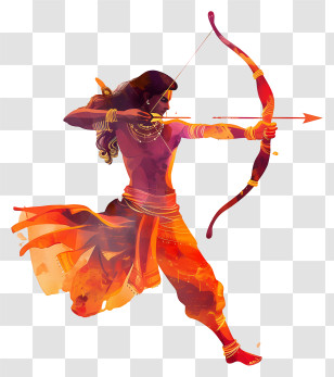 Rama Navami - Female Archer With Bow And Arrow Illustration Transparent PNG
