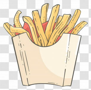 Cheese Fries - Cartoon Style Fries In A Box Transparent PNG