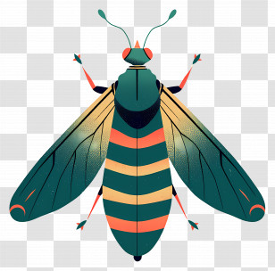 Insect - Colorful Insect With Striped Body Transparent PNG