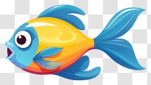 Cartoon Fish - Blue And Yellow Cartoon Fish Illustration Transparent PNG