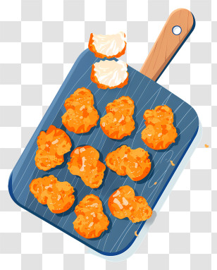 Chicken Nuggets - Crispy Fried Nuggets On Wooden Platter Transparent PNG