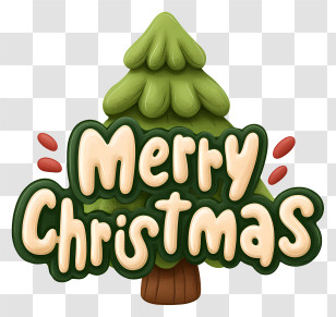 Merry Christmas Text - Merry Christmas Tree Lettering Transparent PNG