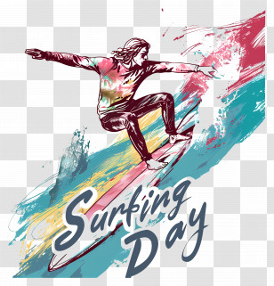 International Surfing Day - Dynamic Surfing Illustration For Surfing Day Transparent PNG