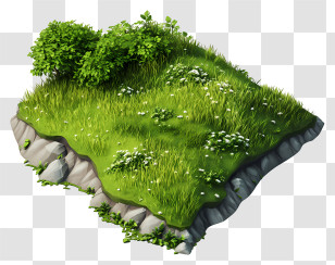 Lush Green Meadow - Green Grass Patch With Plants Transparent PNG