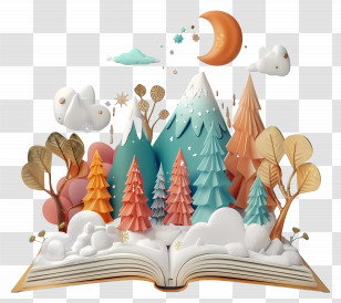 Animated Books - Open Book With Mountain Scene Transparent PNG