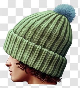 Green Knitted Beanie Hat - Green Knitted Beanie Hat Transparent PNG