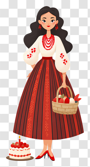 Ukrainian Easter - Woman In Traditional Folk Dress Transparent PNG