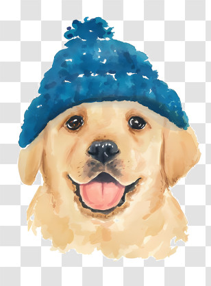 Dog - Cute Dog With Blue Winter Hat Transparent PNG