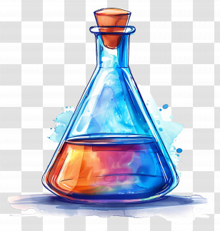 Triangular Flask - Colorful Flask Watercolor Illustration Transparent PNG