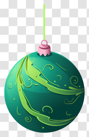 Green Ornament - Green Christmas Ornament With Yellow Swirls Transparent PNG