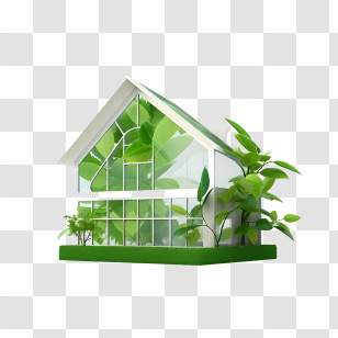 Eco House - Modern Glass House With Indoor Plants Transparent PNG