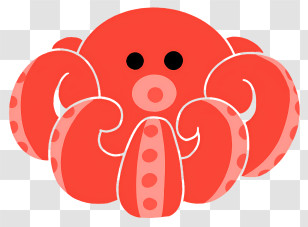 Icon - Red Cartoon Octopus Transparent PNG