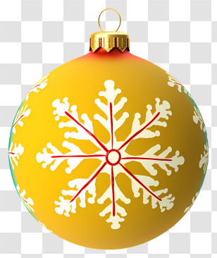 Snowflake Ornament - Yellow Christmas Ornament With Snowflake Design Transparent PNG