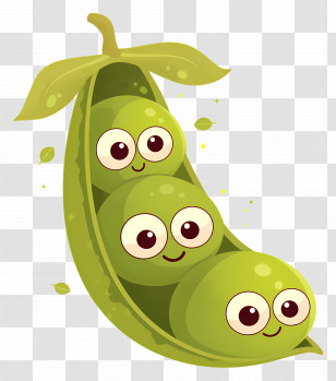 Kawaii Peas - Animated Smiling Pea Pod With Cute Expressions Transparent PNG