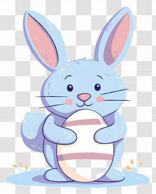 Easter Bunny - Blue Bunny Holding An Easter Egg Transparent PNG