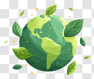 Glowing Green Earth - Green Earth With Floating Leaves Transparent PNG