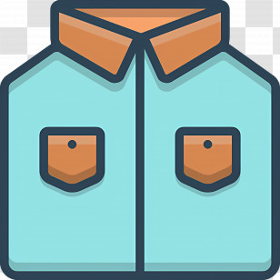 Shirt - Blue Shirt With Brown Collar And Pockets Transparent PNG