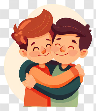 Best Friends - Two Happy Boys Hugging Transparent PNG