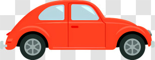Cartoon - Red Car Illustration With Wheels Transparent PNG