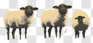Three Sheep - Illustration Of Three Fluffy Sheep Transparent PNG