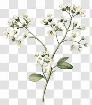Blooming Scurvy Grass - Delicate White Cherry Blossoms Illustration Transparent PNG