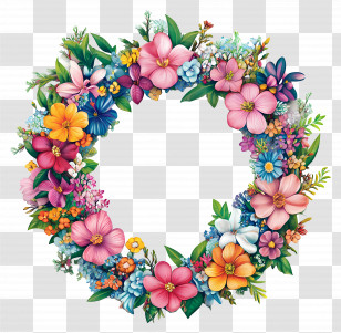 Flower Banner - Colorful Floral Wreath Transparent PNG