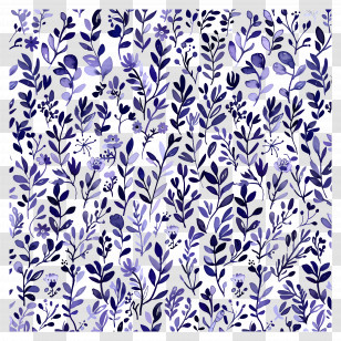 Meadows Pattern - Blue Floral Pattern Watercolor Style Transparent PNG