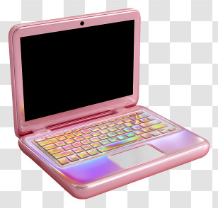 Pink Aesthetic Laptop - Pink Laptop With Holographic Keyboard Transparent PNG
