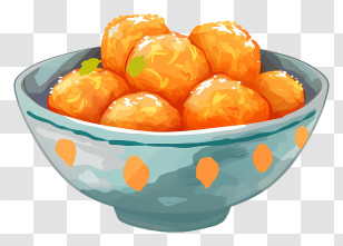 Laddu - Illustration Of A Bowl Filled With Orange Food Treats Transparent PNG