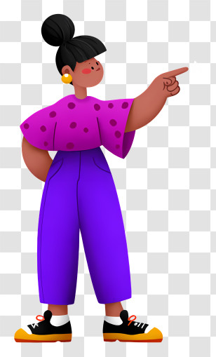 Woman Presenting - Woman In Purple Pointing Transparent PNG