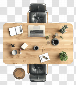 Table Top View - Top View Of Office Desk Setup Transparent PNG