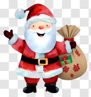 Christmas Santa Claus - Santa With Gift Bag For Christmas Transparent PNG