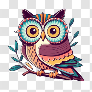 Cartoon Owl - Colorful Artistic Owl Illustration Transparent PNG