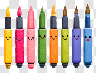 Brush Pens - Colorful Smiling Markers For Art Transparent PNG