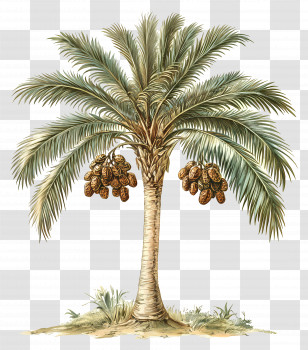 Palm Tree - Illustration Of A Date Palm Tree With Dates Transparent PNG